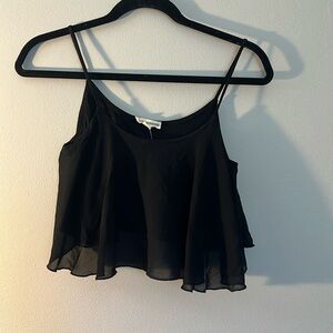 NWT CHIFFON POP OVER CROPPED TANK BLACK SIZE S